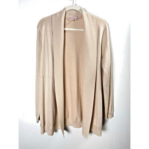 Beige Open Front Cardigan Quiet Luxury Old Money Sophisticated Minimalist XL